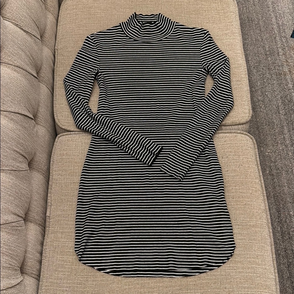 Sanctuary Striped Black and White Turtleneck Dress